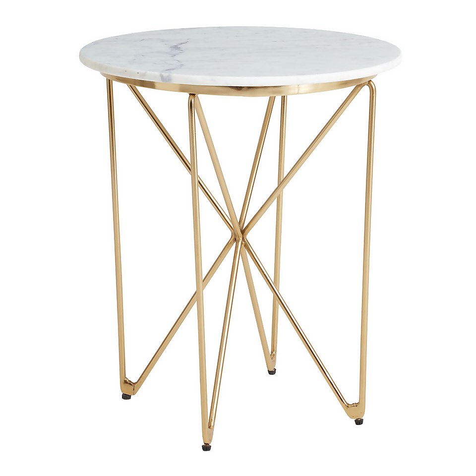 White Marble Table with Gold Legs