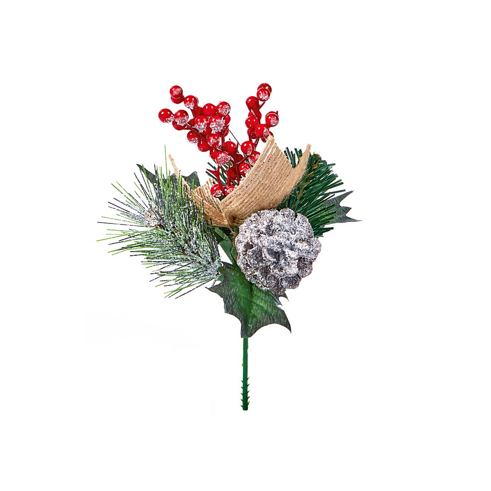 Decorative Berry & Pinecone Christmas Pick