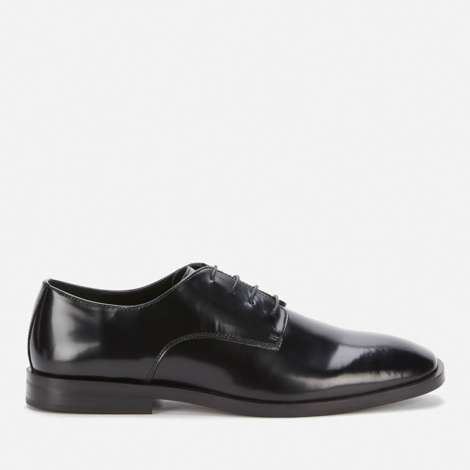 Walk London Men's Alex Leather Hi-Shine Leather Derby Shoes - Black
