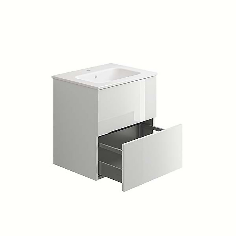 House Beautiful Ele-ment(s)  Gloss White 600mm Wall Mounted Vanity with Basin