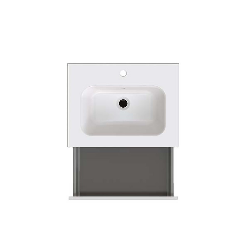 House Beautiful Ele-ment(s)  Gloss White 600mm Floorstanding Vanity with Basin