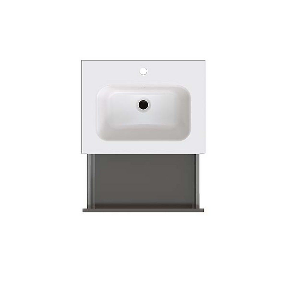 House Beautiful Ele-ment(s)  Gloss Grey 600mm Wall Mounted Vanity with Basin