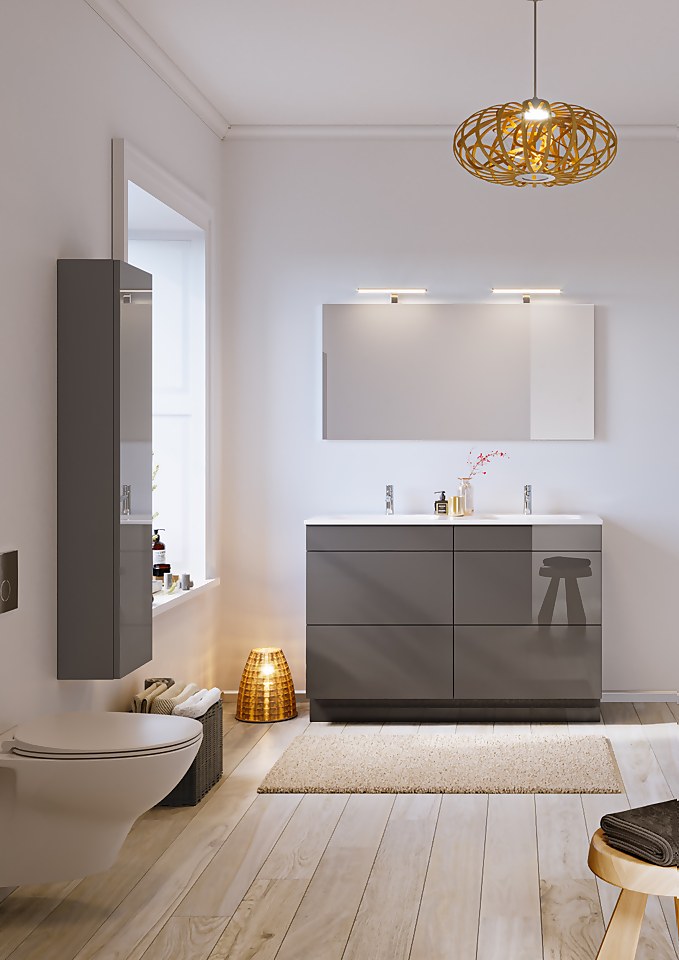 House Beautiful Ele-ment(s) 1200mm Gloss Grey Floorstanding Vanity with Basin
