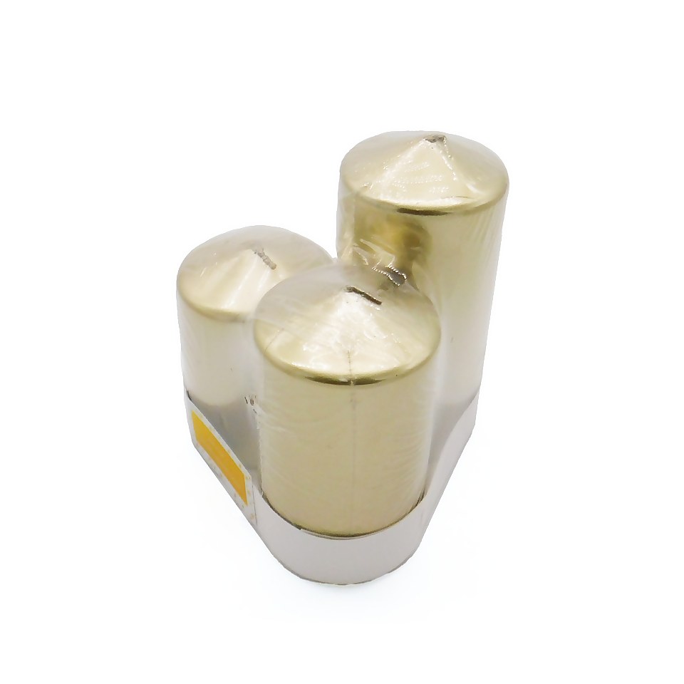 Gold Pillar Candles 3 Pack Homebase