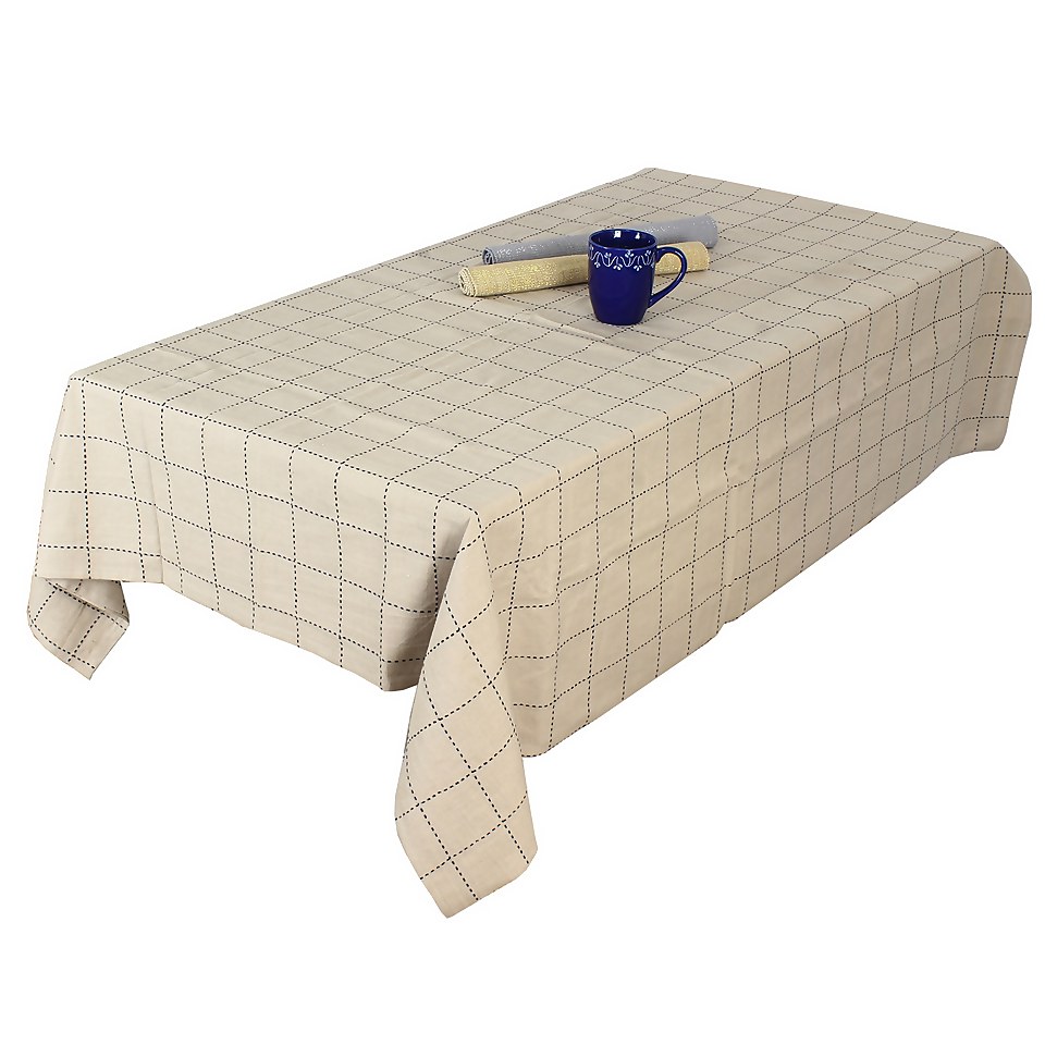 Linen Style Check Tablecloth