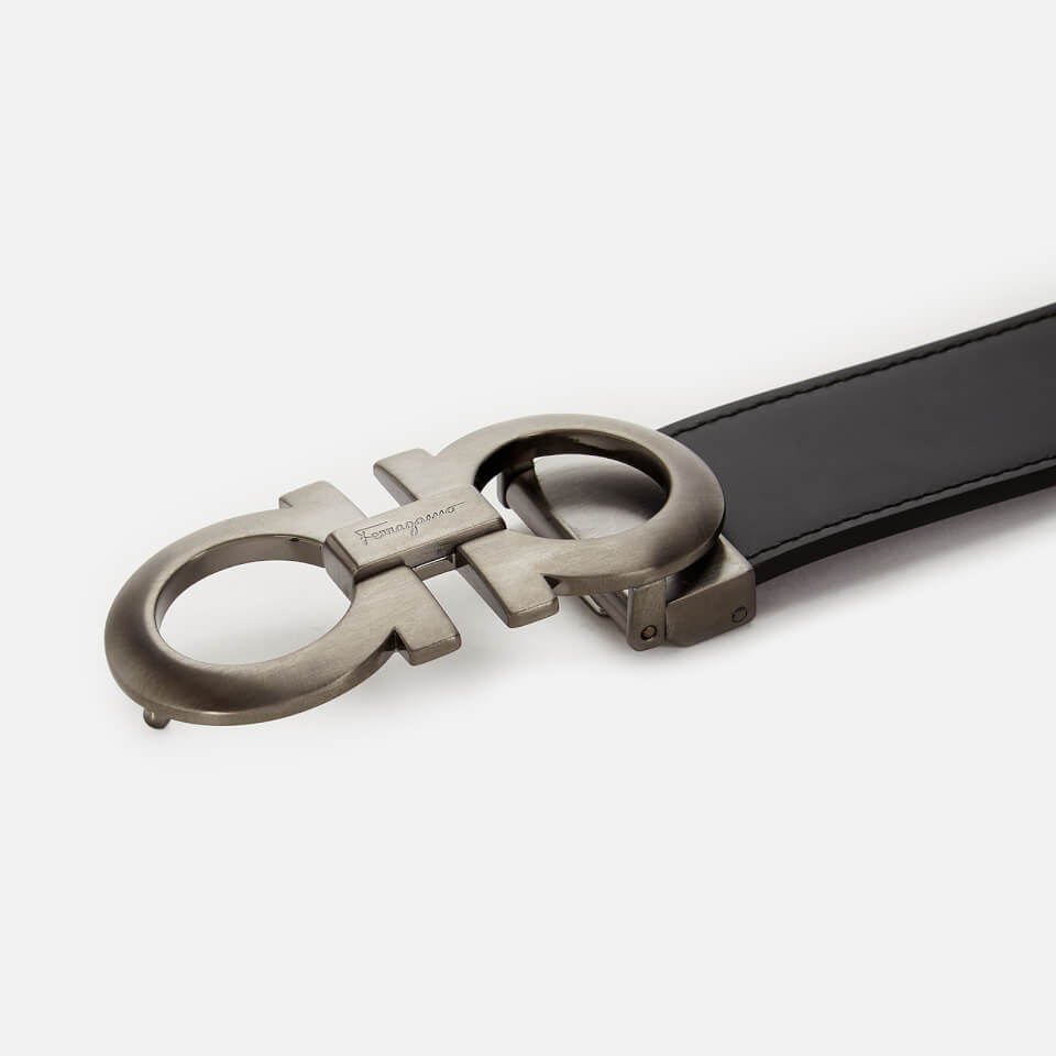 Ferragamo Men's Calfskin Reversible Gancini Belt - Black Ferragamo Men's Calfskin Reversible Gancini Belt - Black
