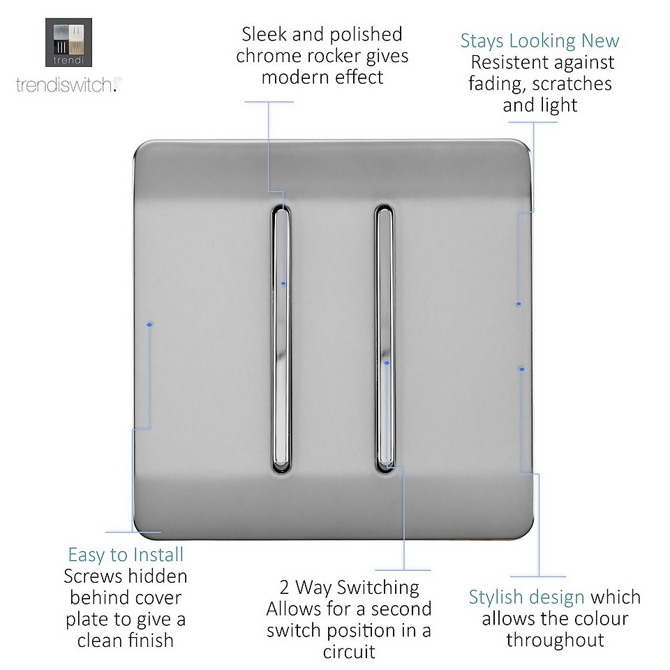 Trendi Switch Double Light Switch - Stainless Steel