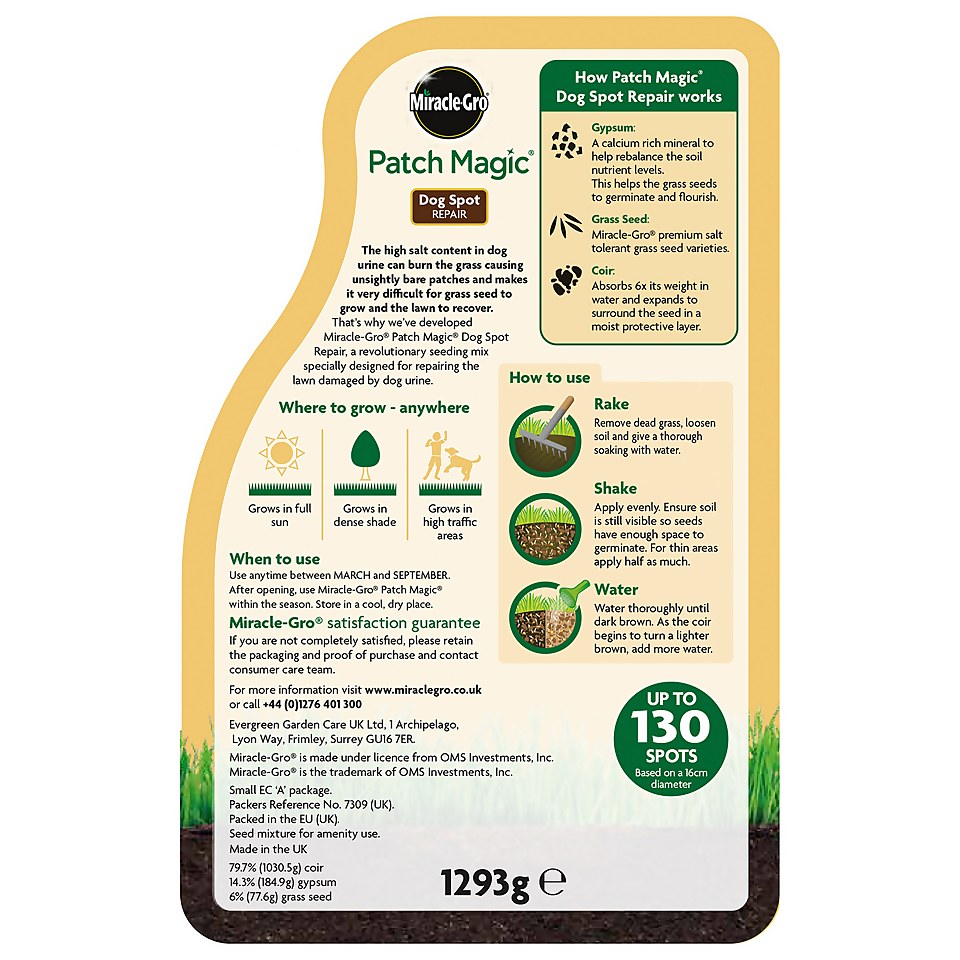 Miracle-Gro Patch Magic Dog Spot Repair Grass Seed - 130 Spots