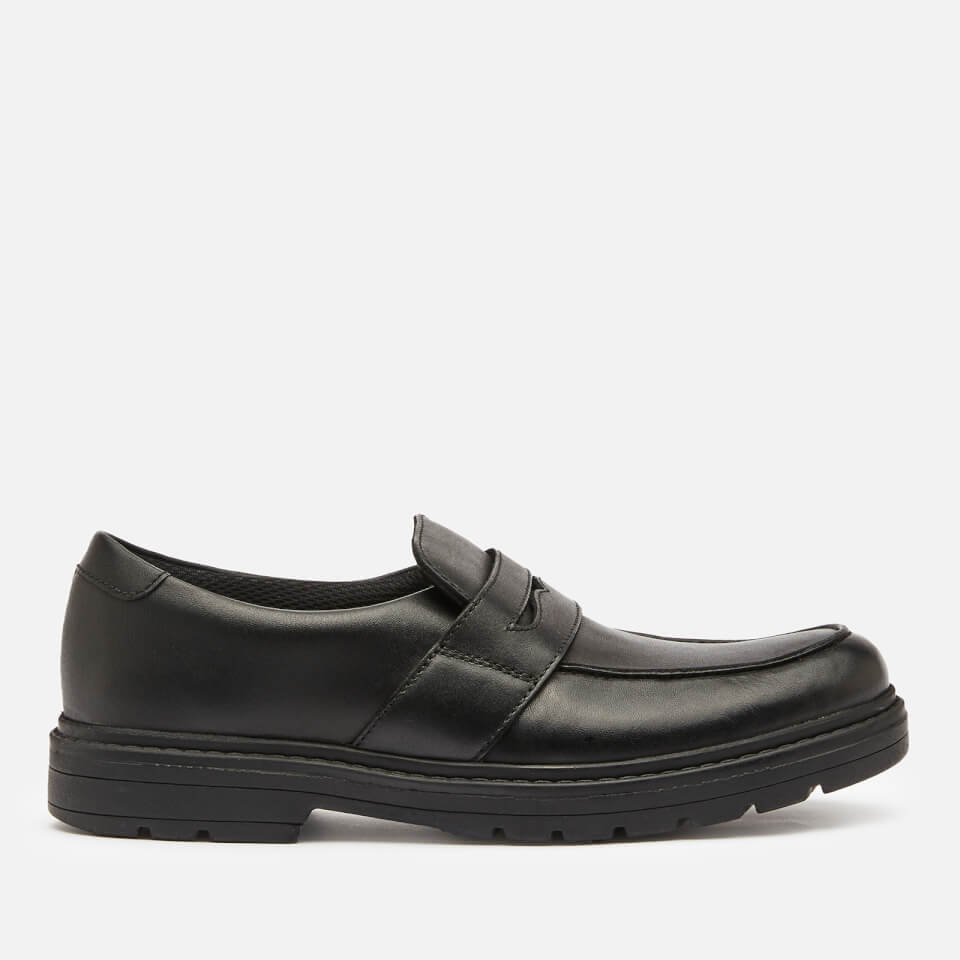 Clarks Youth Loxham Craft School Shoes - Black Leather
