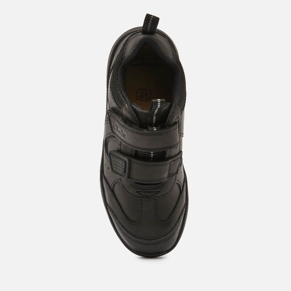 Clarks Scooter Run Kids' School Shoes - Black Leather