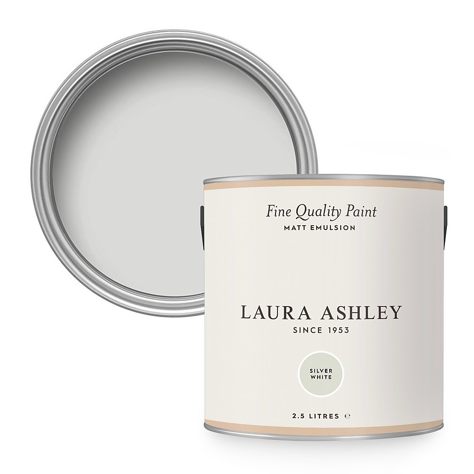 Laura Ashley Matt Emulsion Paint Silver White 2.5L Homebase