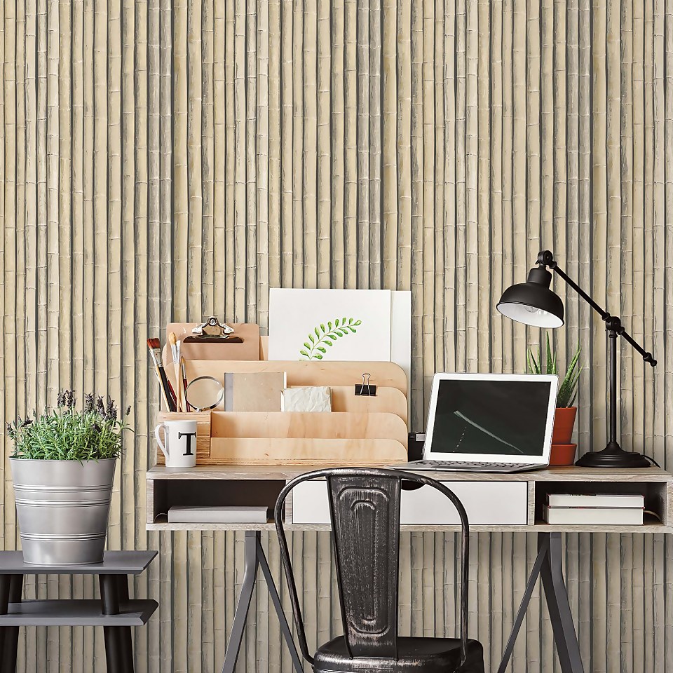 Organic Textures Bamboo Brown Wallpaper Sample