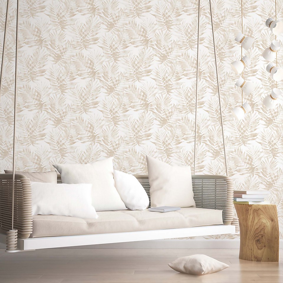 Organic Textures Speckled Palm Beige Wallpaper Sample