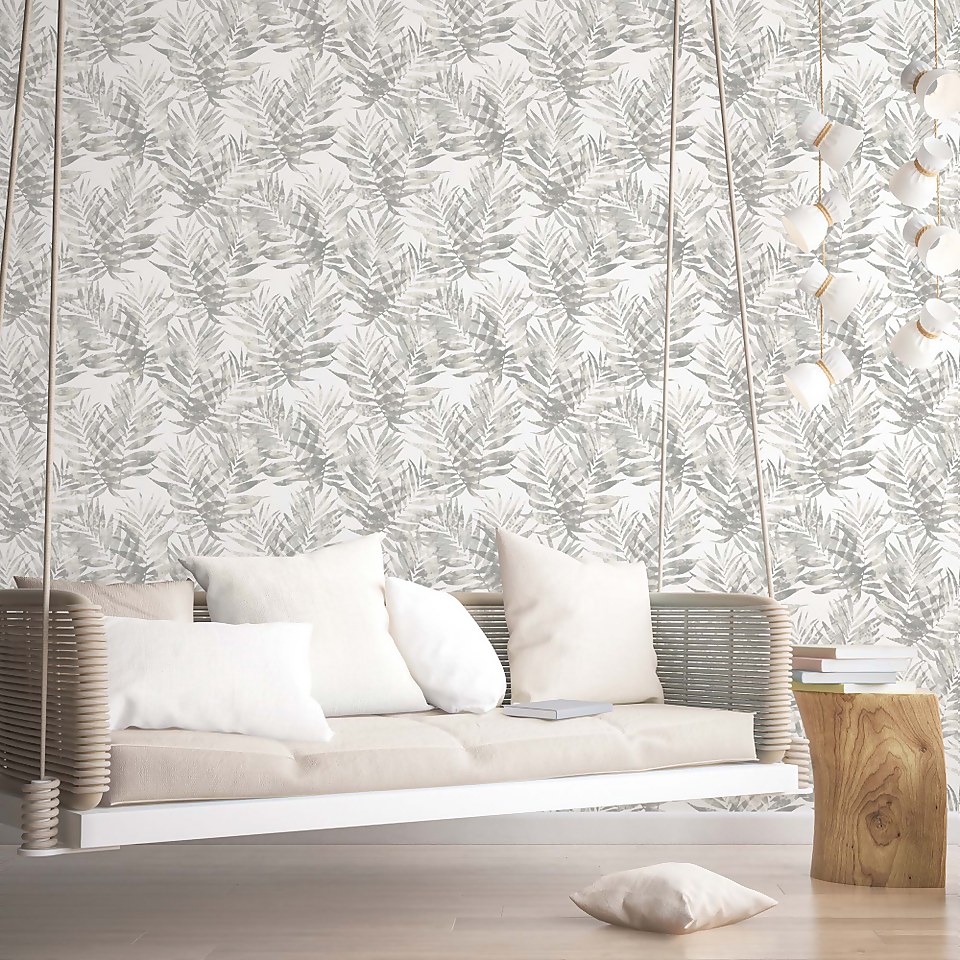 Organic Textures Speckled Palm Grey Wallpaper Sample