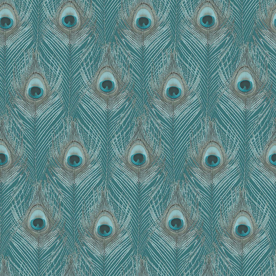 Organic Textures Peacock Turquoise Wallpaper Sample