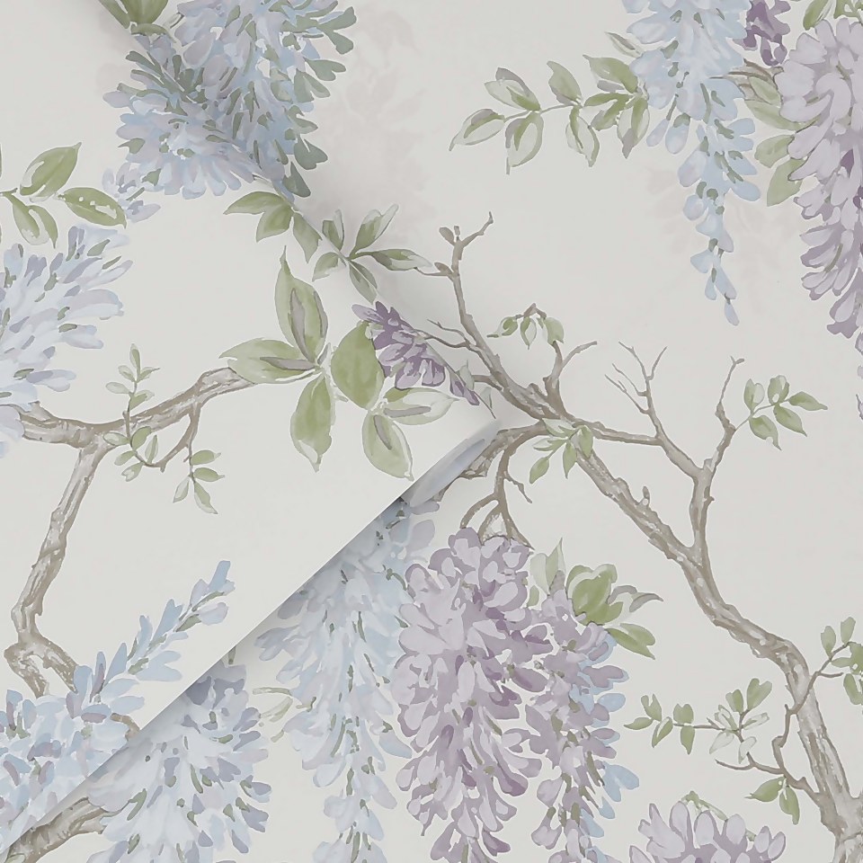 Laura Ashley Wisteria Garden Pale Iris Wallpaper