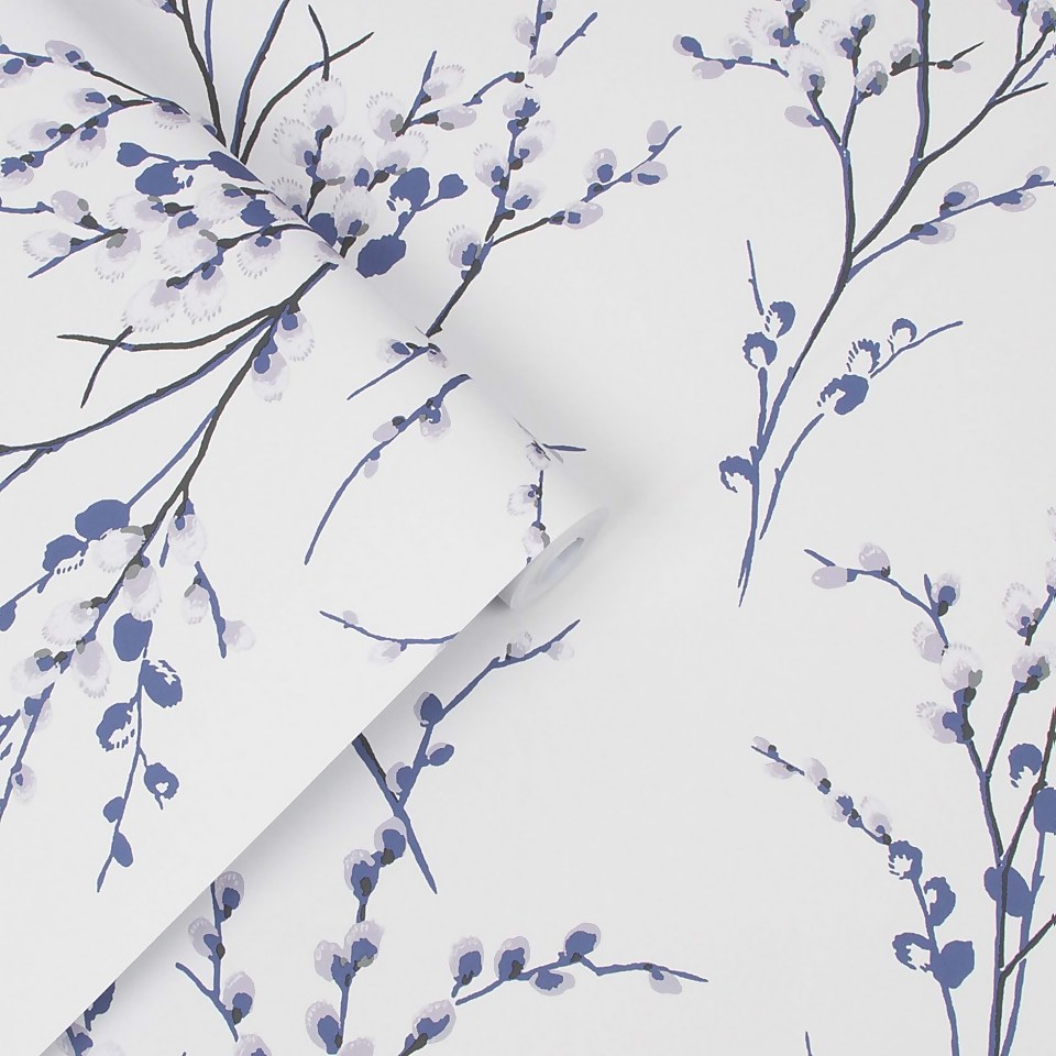 Laura Ashley Pussy Willow Off White/Midnight Wallpaper