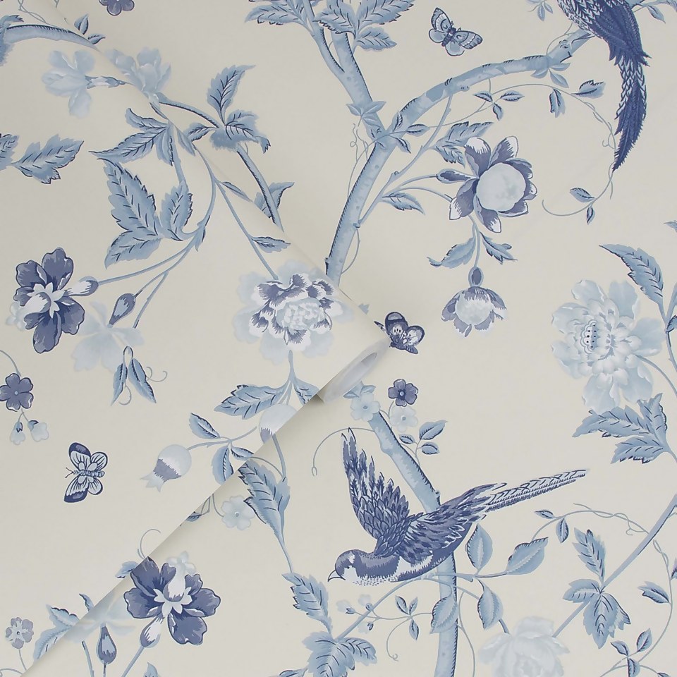 Laura Ashley Summer Palace Royal Blue Wallpaper
