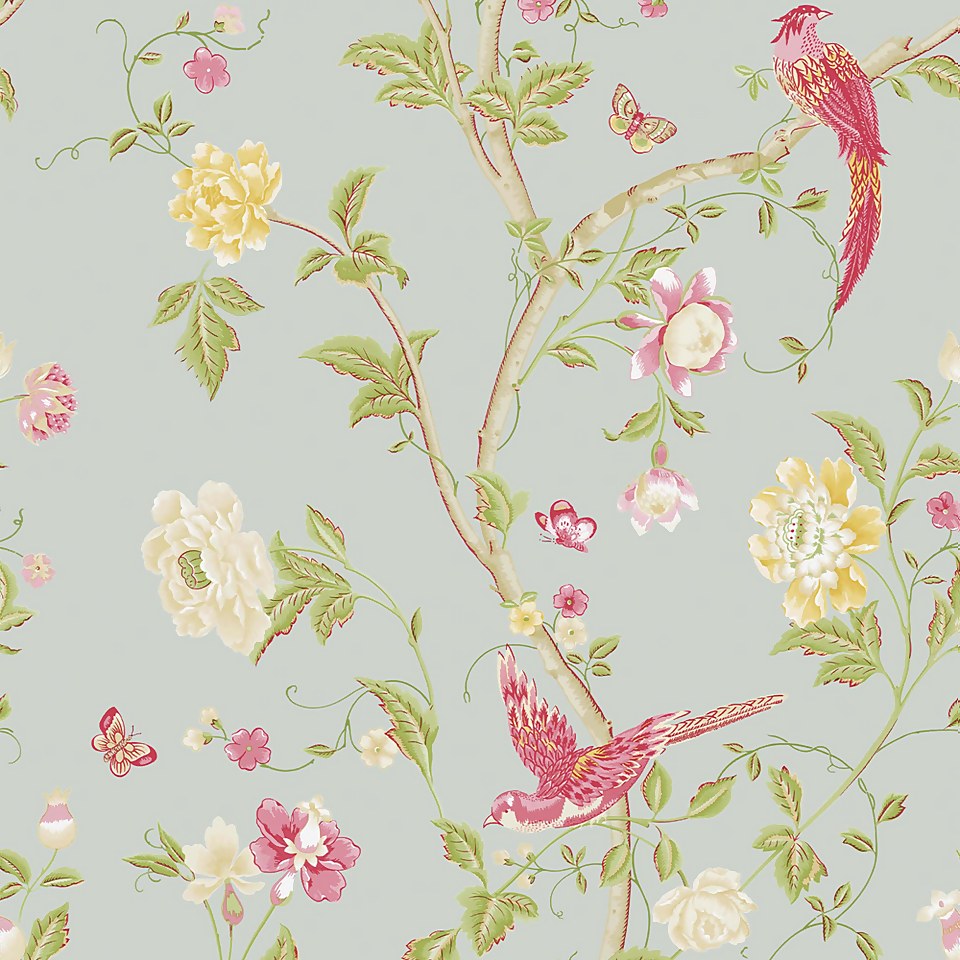 Laura Ashley Summer Palace Duck Egg Wallpaper Homebase
