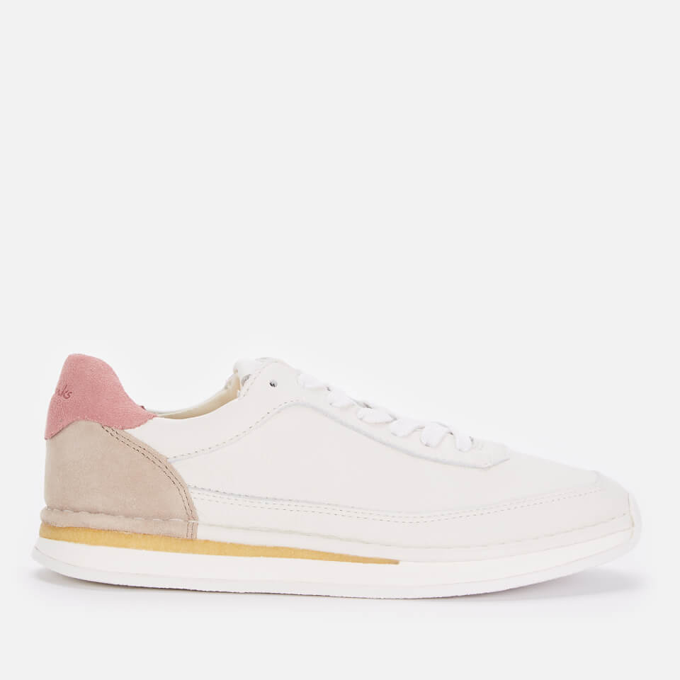 Clarks Women s Craft Run Lace Trainers White Rose Combi Allsole