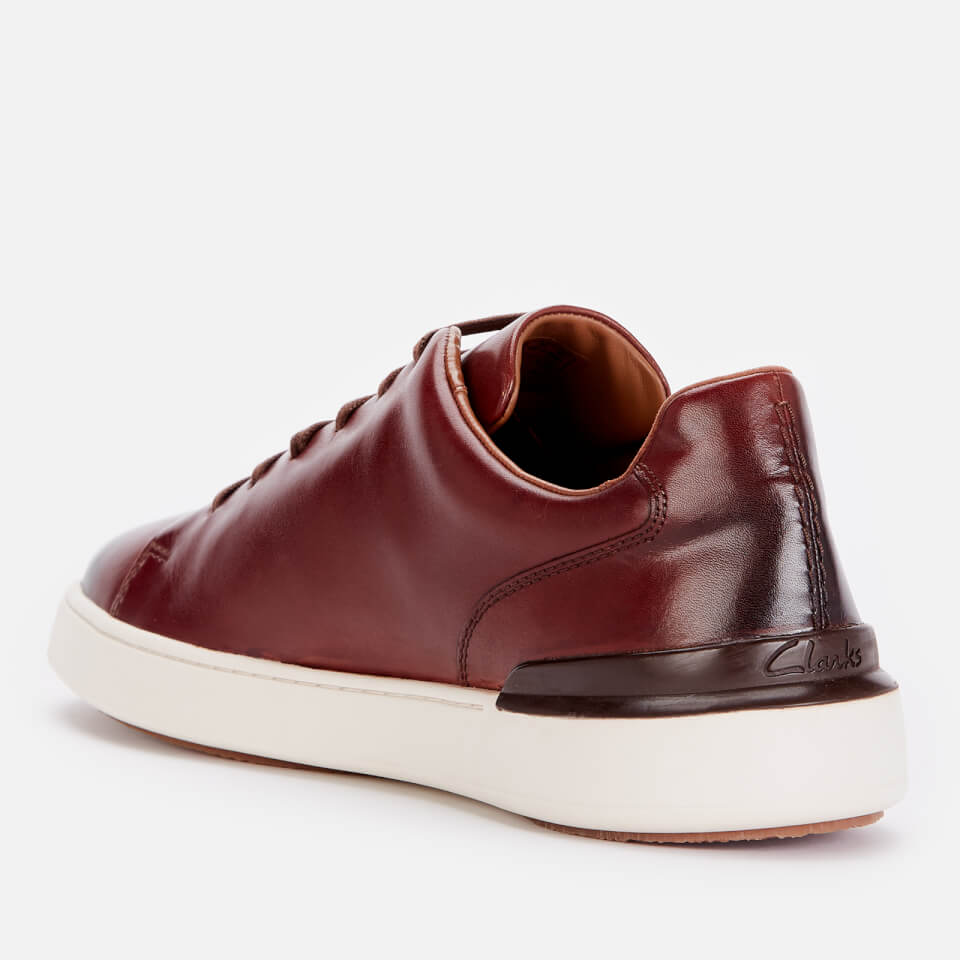 Clarks Men's Courtlite Lace Leather Cupsole Trainers - Dark Tan