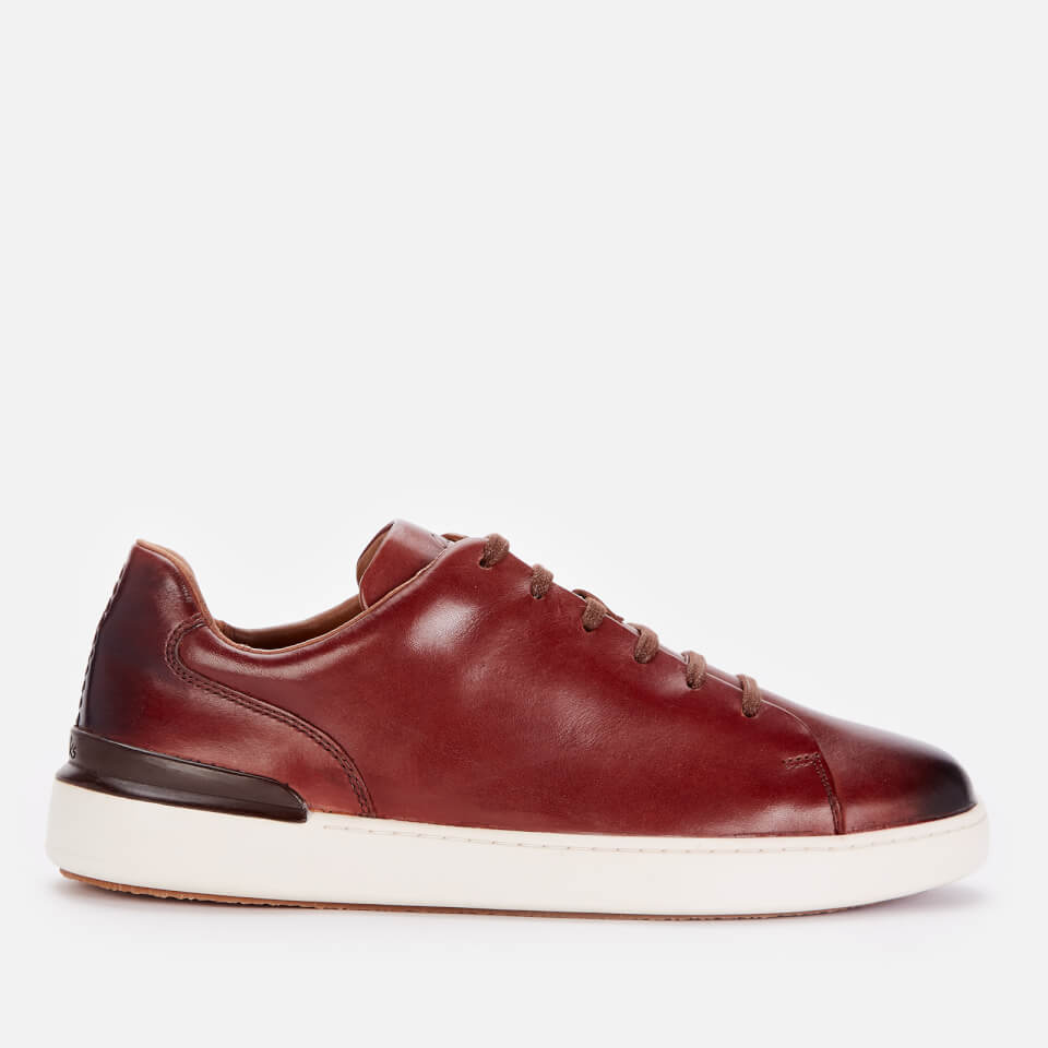 Clarks Men's Courtlite Lace Leather Cupsole Trainers - Dark Tan