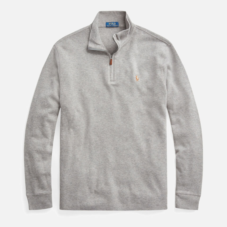 Polo Ralph Lauren Men's Half Zip Estate Rib Jumper - Metallic Grey Heather  - S | Coggles