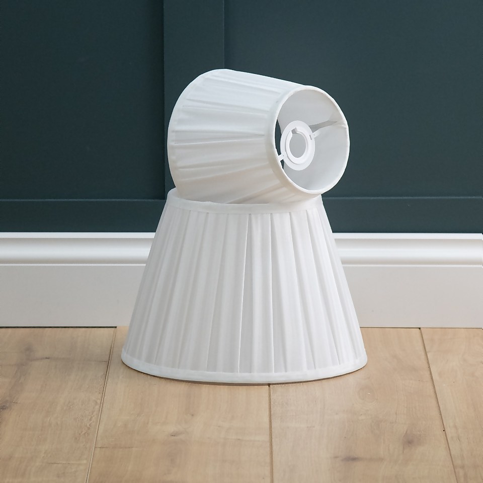 Raye White Pleated Taper Silk Shade - 20cm