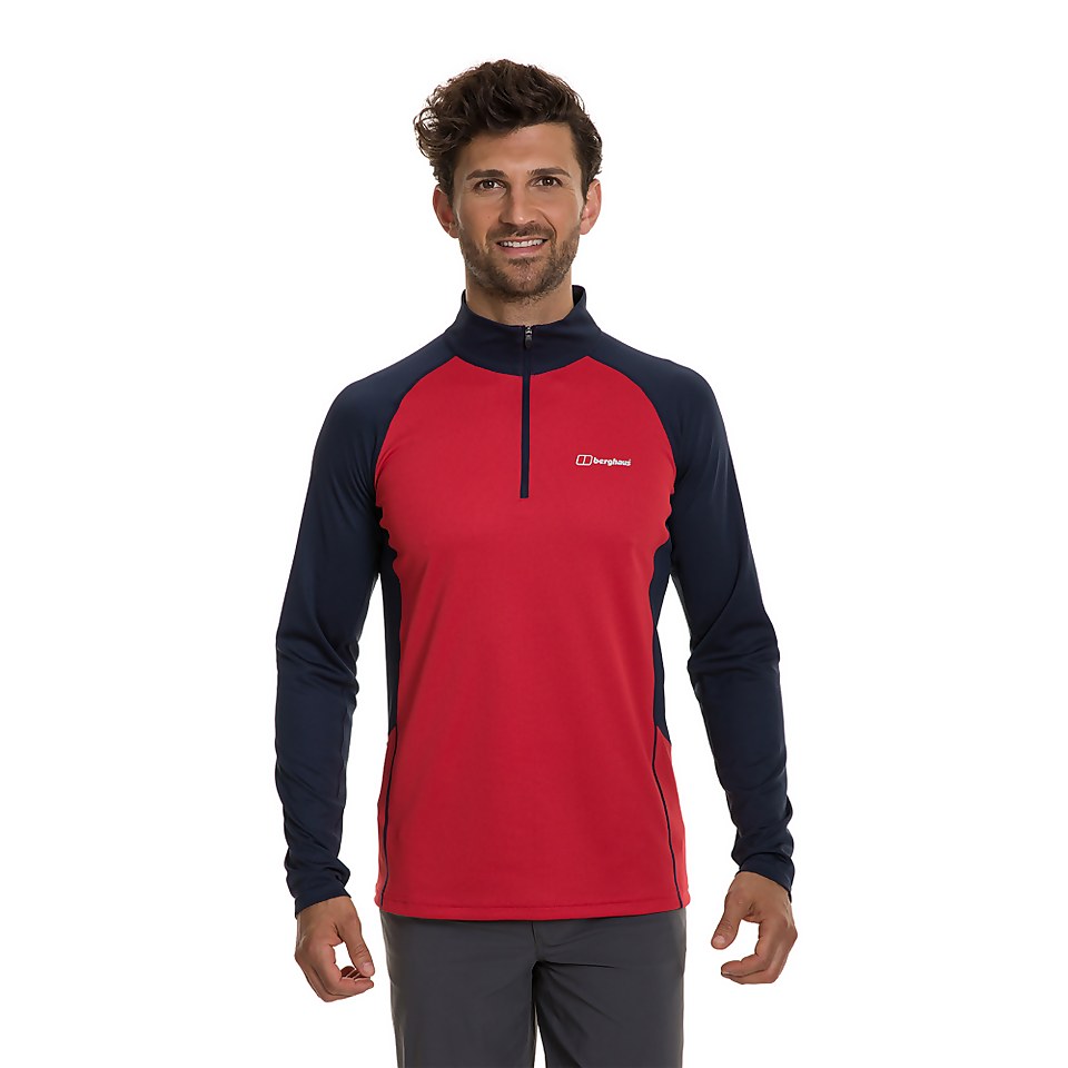 Men's Tech Tee Long Sleeve Zip 2.0 - Red / Blue