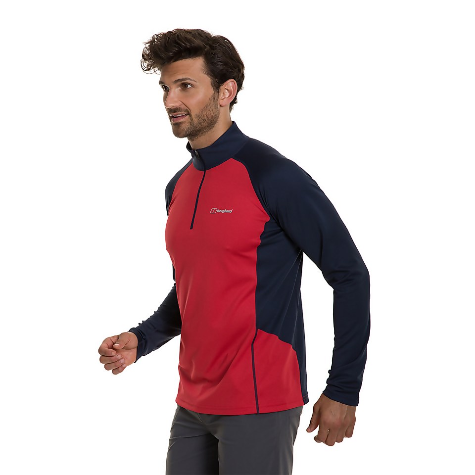 Men's Tech Tee Long Sleeve Zip 2.0 - Red / Blue