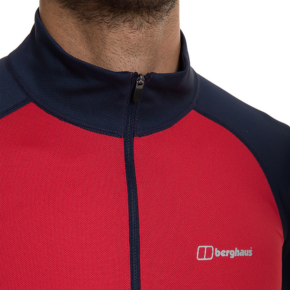 Men's Tech Tee Long Sleeve Zip 2.0 - Red / Blue