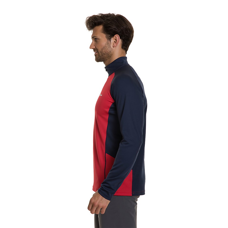 Men's Tech Tee Long Sleeve Zip 2.0 - Red / Blue
