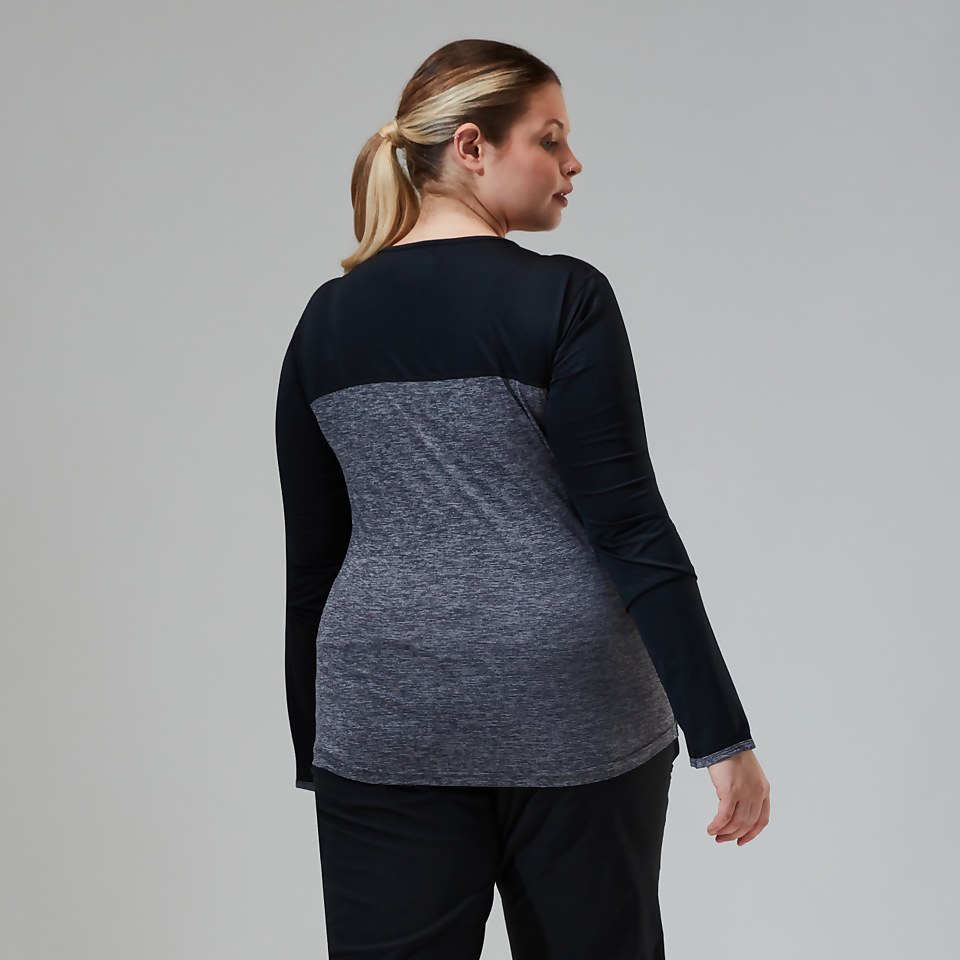 Women's Voyager Tech Tee Long Sleeve Crew - Dark Grey/Black