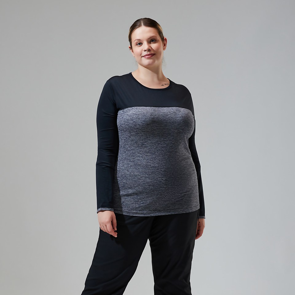 Long Sleeve Voyager Tech T-Shirt für Damen - Dunkelgrau/Schwarz