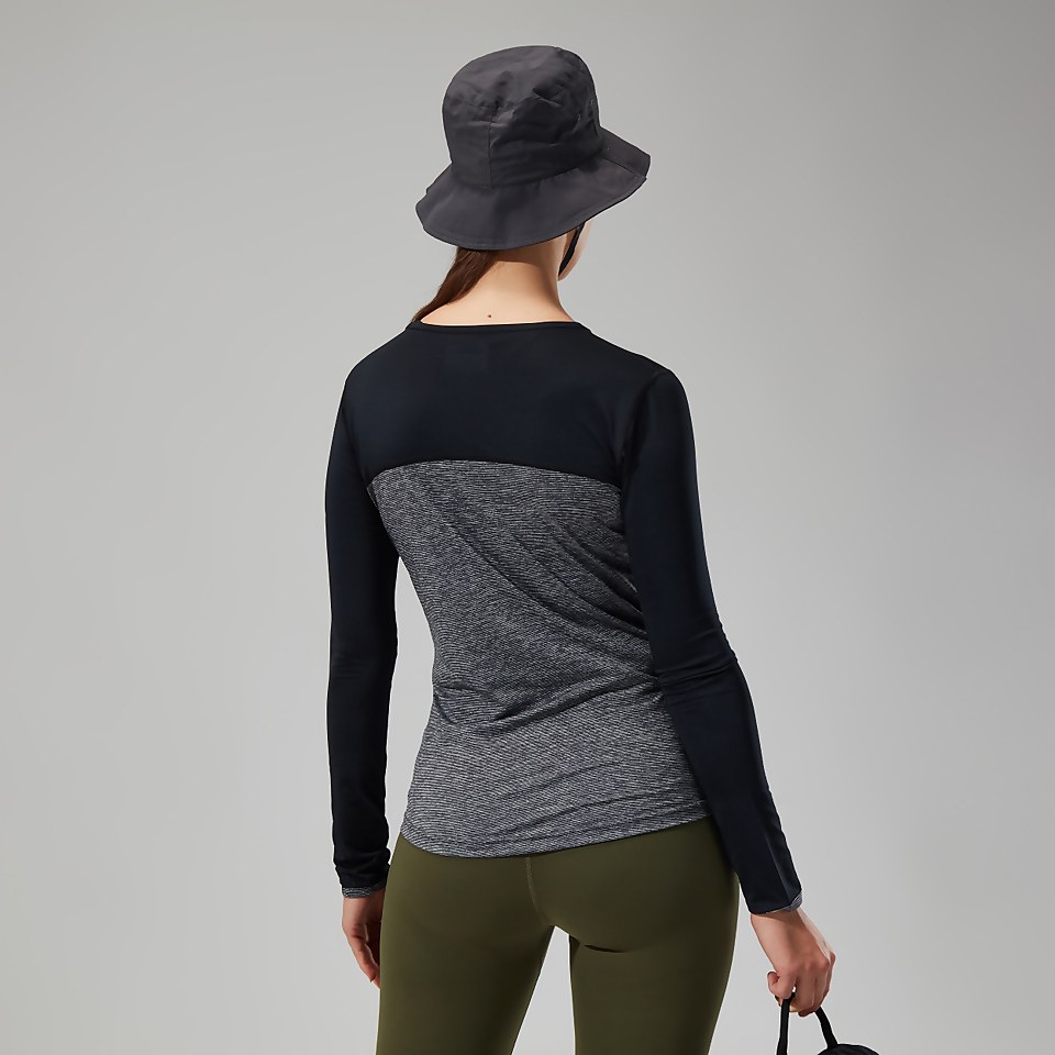 Women's Voyager Tech Tee Long Sleeve Crew - Dark Grey/Black
