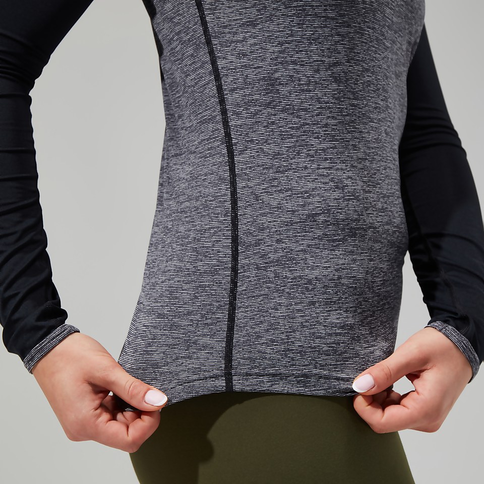 Women's Voyager Tech Tee Long Sleeve Crew - Dark Grey/Black