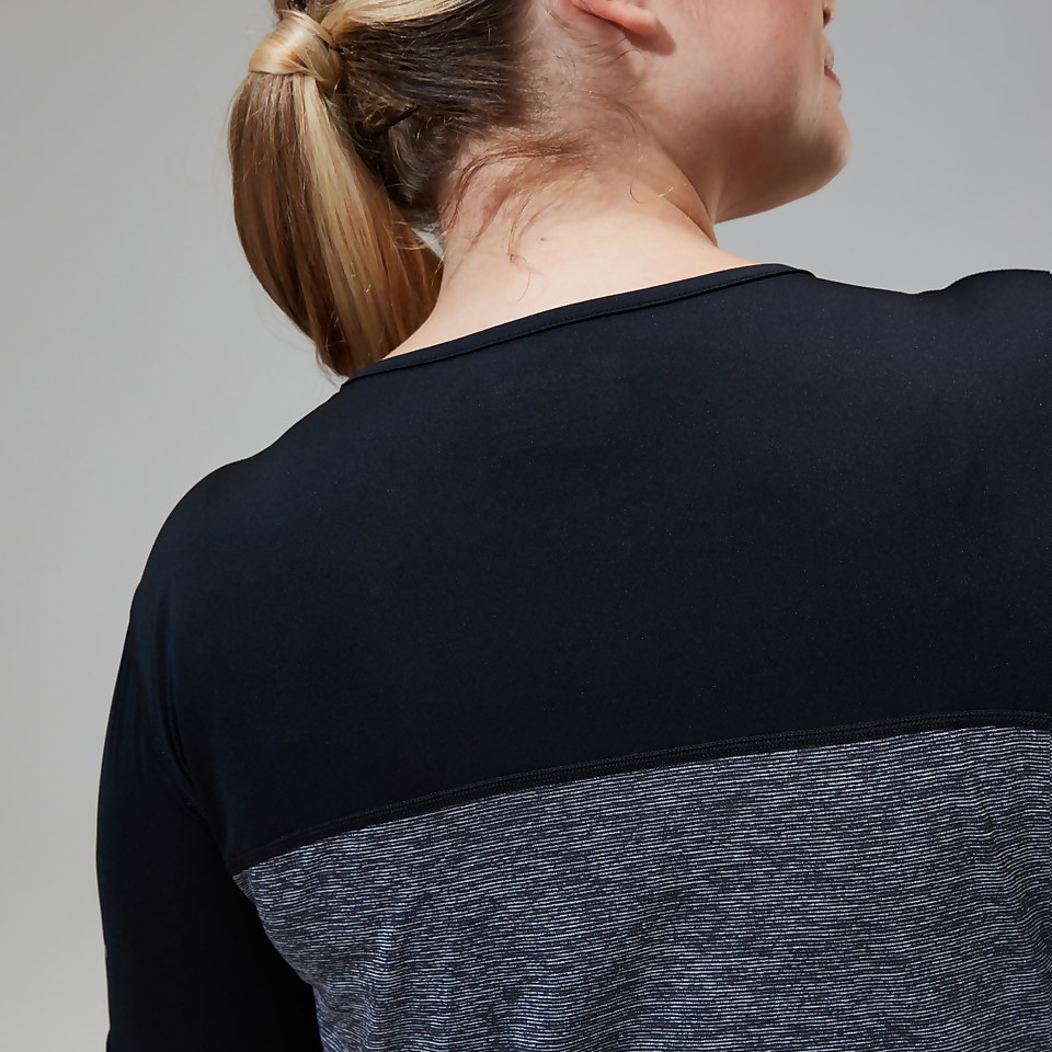 Women's Voyager Tech Tee Long Sleeve Crew - Dark Grey/Black