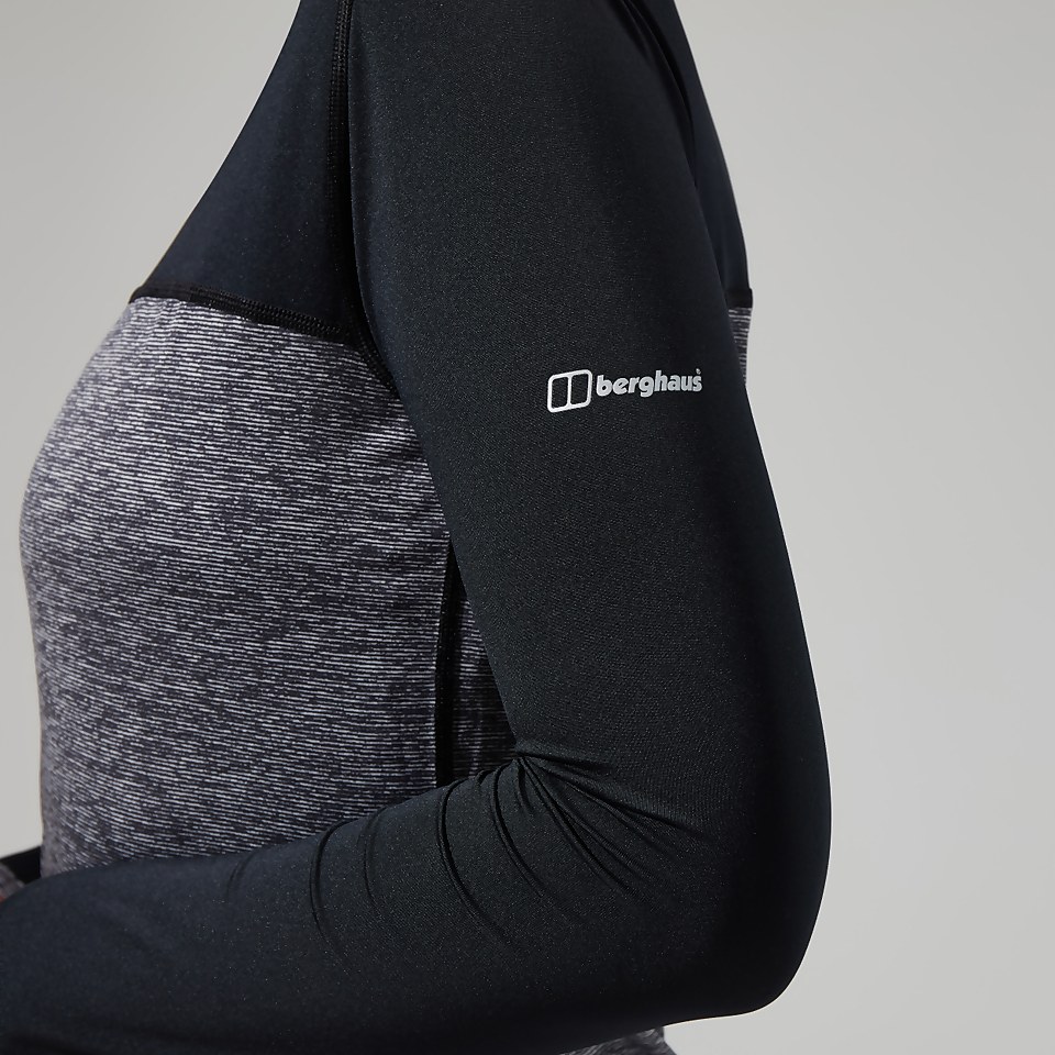 Women's Voyager Tech Tee Long Sleeve Crew - Dark Grey/Black