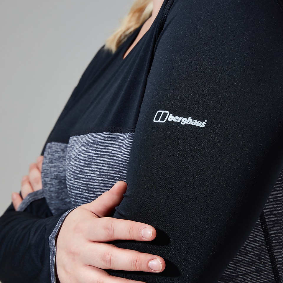Women's Voyager Tech Tee Long Sleeve Crew - Dark Grey/Black