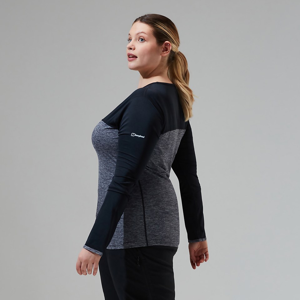Women's Voyager Tech Tee Long Sleeve Crew - Dark Grey/Black