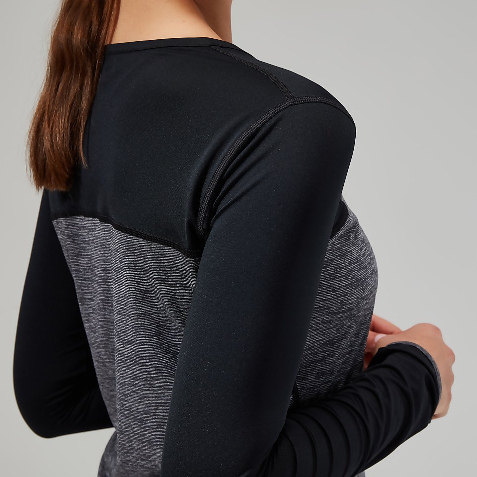 Women's Voyager Tech Tee Long Sleeve Crew - Dark Grey/Black