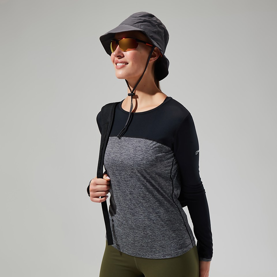 Women's Voyager Tech Tee Long Sleeve Crew - Dark Grey/Black