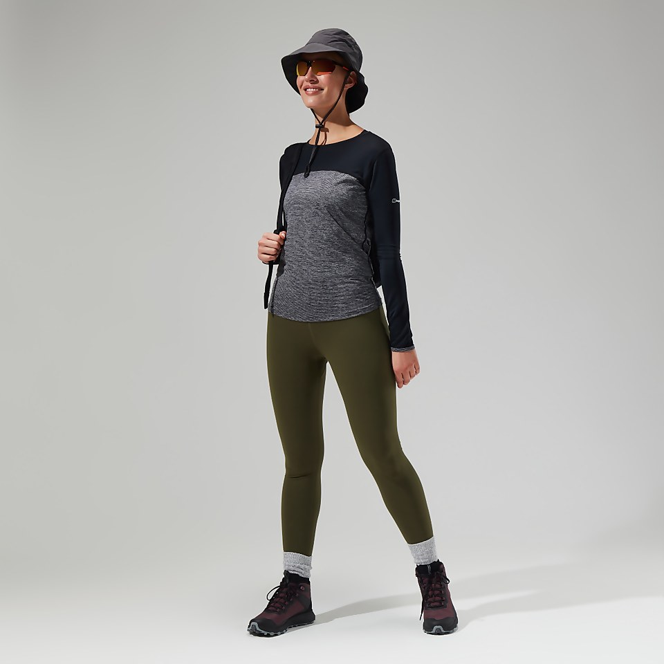 Women's Voyager Tech Tee Long Sleeve Crew - Dark Grey/Black