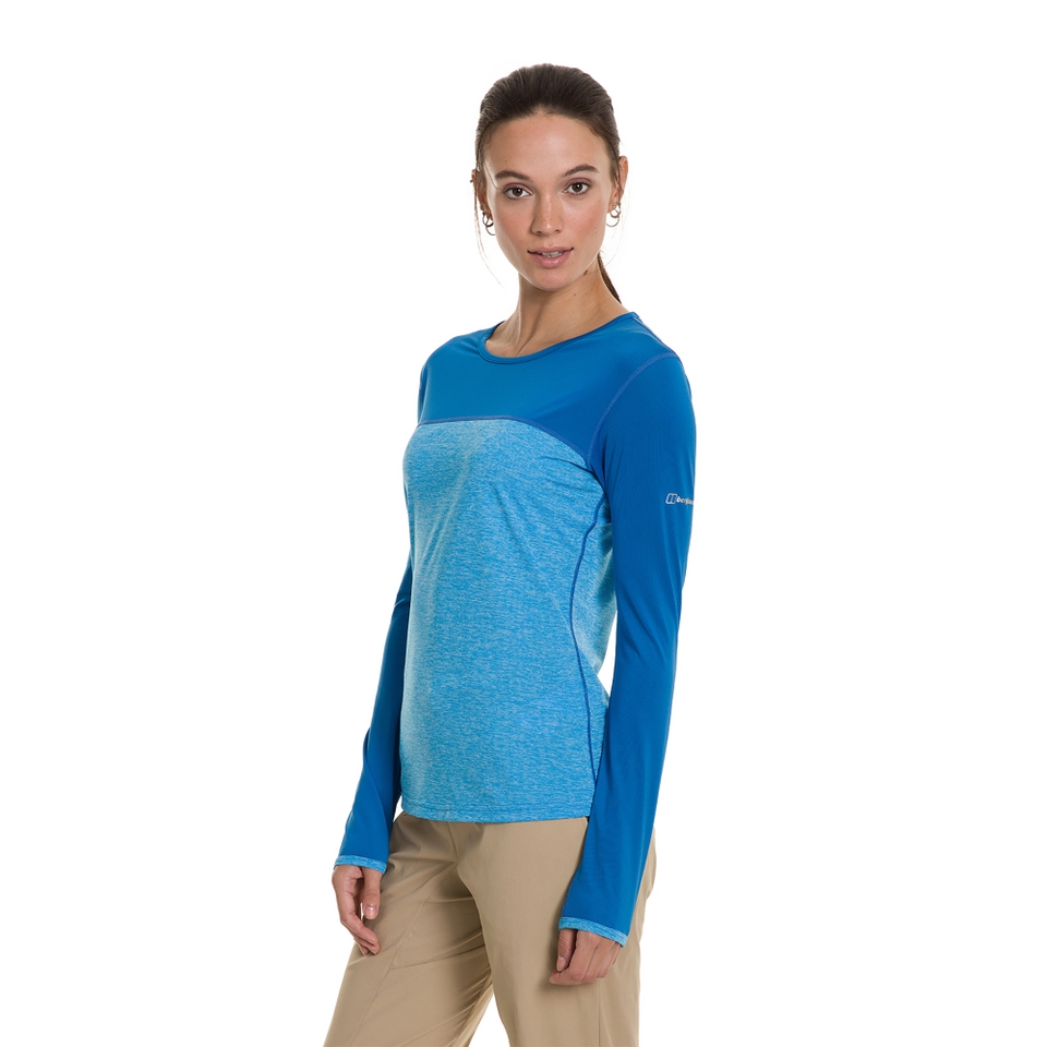 Women's Voyager Tech Tee Long Sleeve Crew - Blue