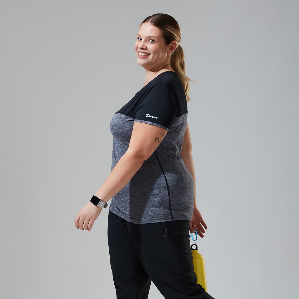 Women's Voyager Tech Tee Short Sleeve Crew - Dark Grey / Black