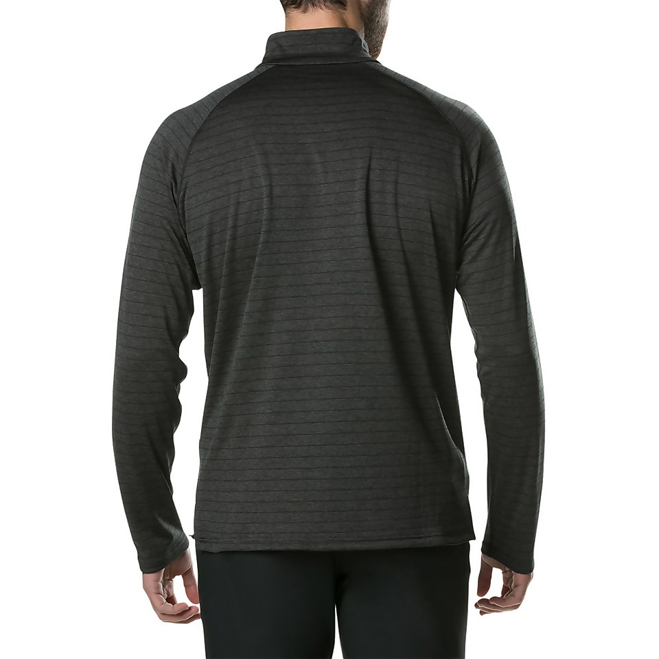 Men's Thermal Tech Tee Long Sleeve Zip Baselayer - Black / Dark Grey