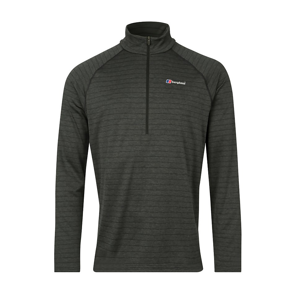 Men's Thermal Tech Tee Long Sleeve Zip Baselayer - Black / Dark Grey
