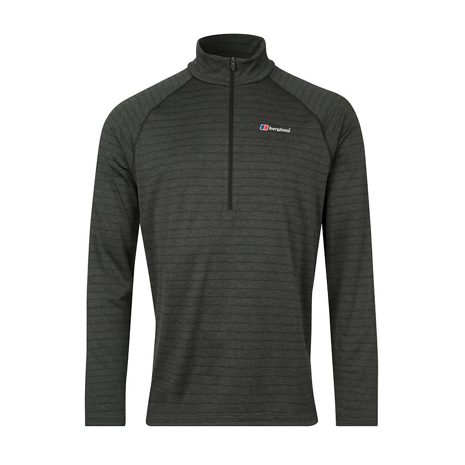 Men's Thermal Tech Tee Long Sleeve Zip Baselayer - Black / Dark Grey