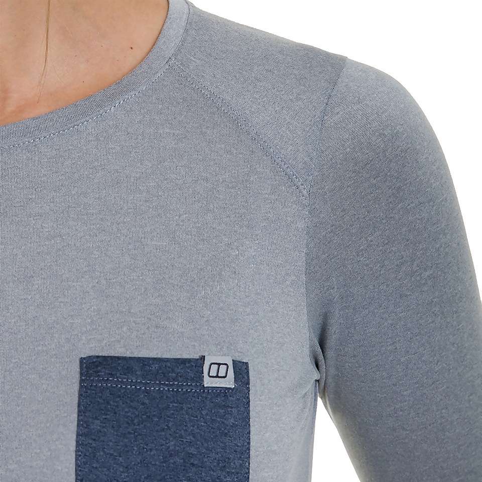 Women's Explorer Tech Tee Long Sleeve Crew - Grey / Blue
