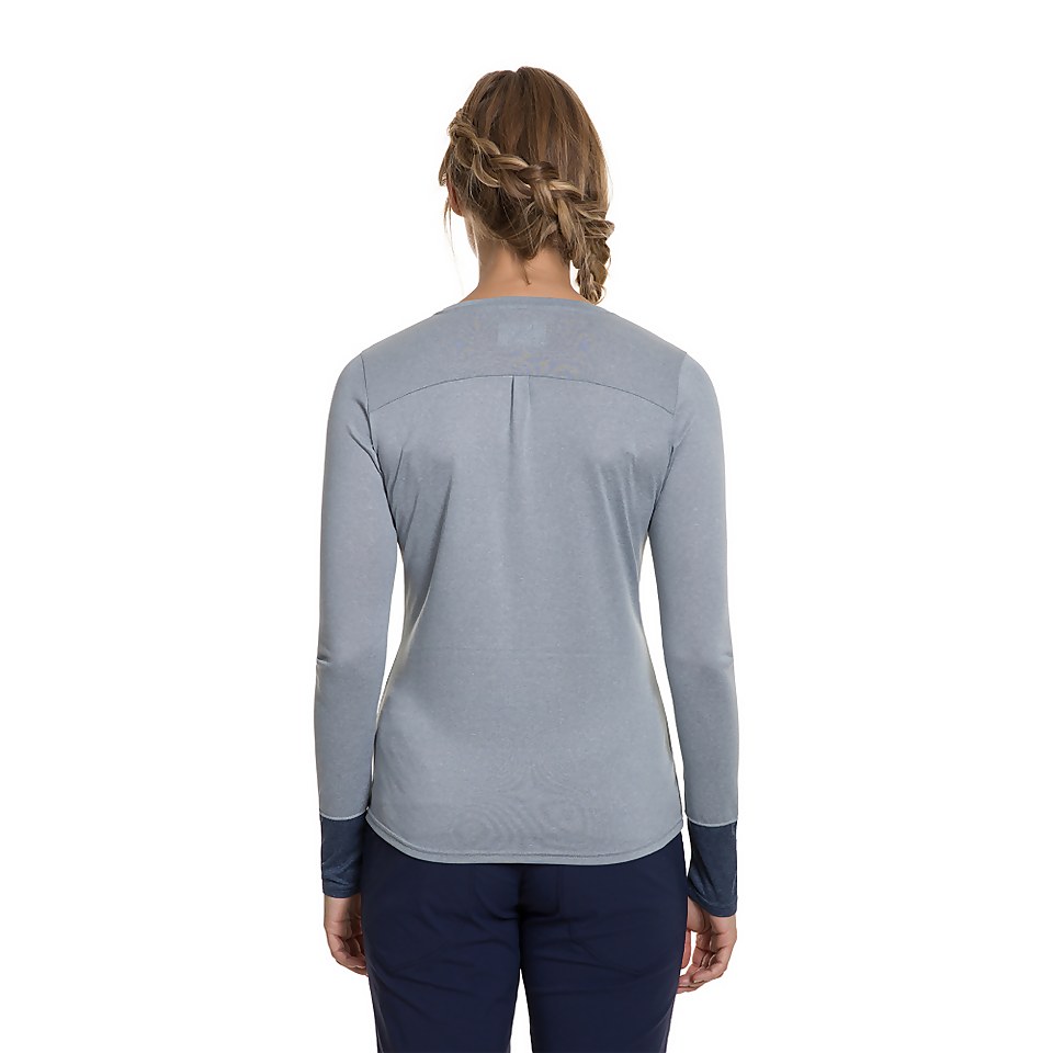 Women's Explorer Tech Tee Long Sleeve Crew - Grey / Blue
